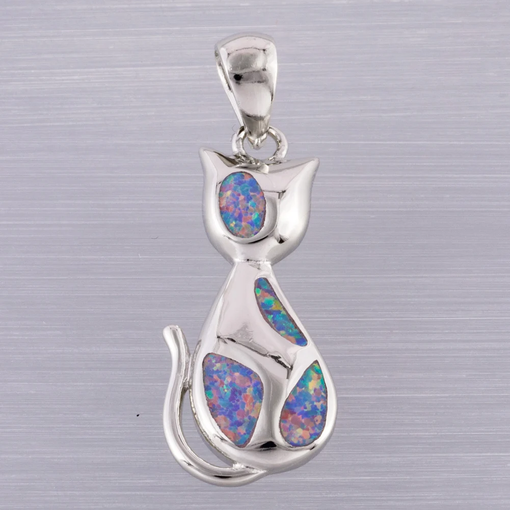 KONGMOON Ragdoll Cat Lavender Purple Fire Opal Jewelry for Women Pendant for Necklace