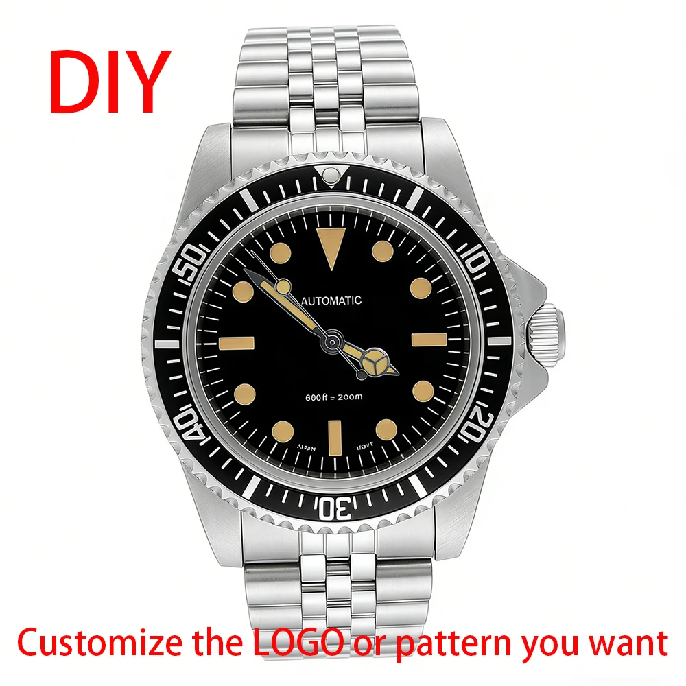 39.5MM sapphire glass or acrylic glass Customized watch 316L stainless steel retro watch fit for NH35 automatic movement