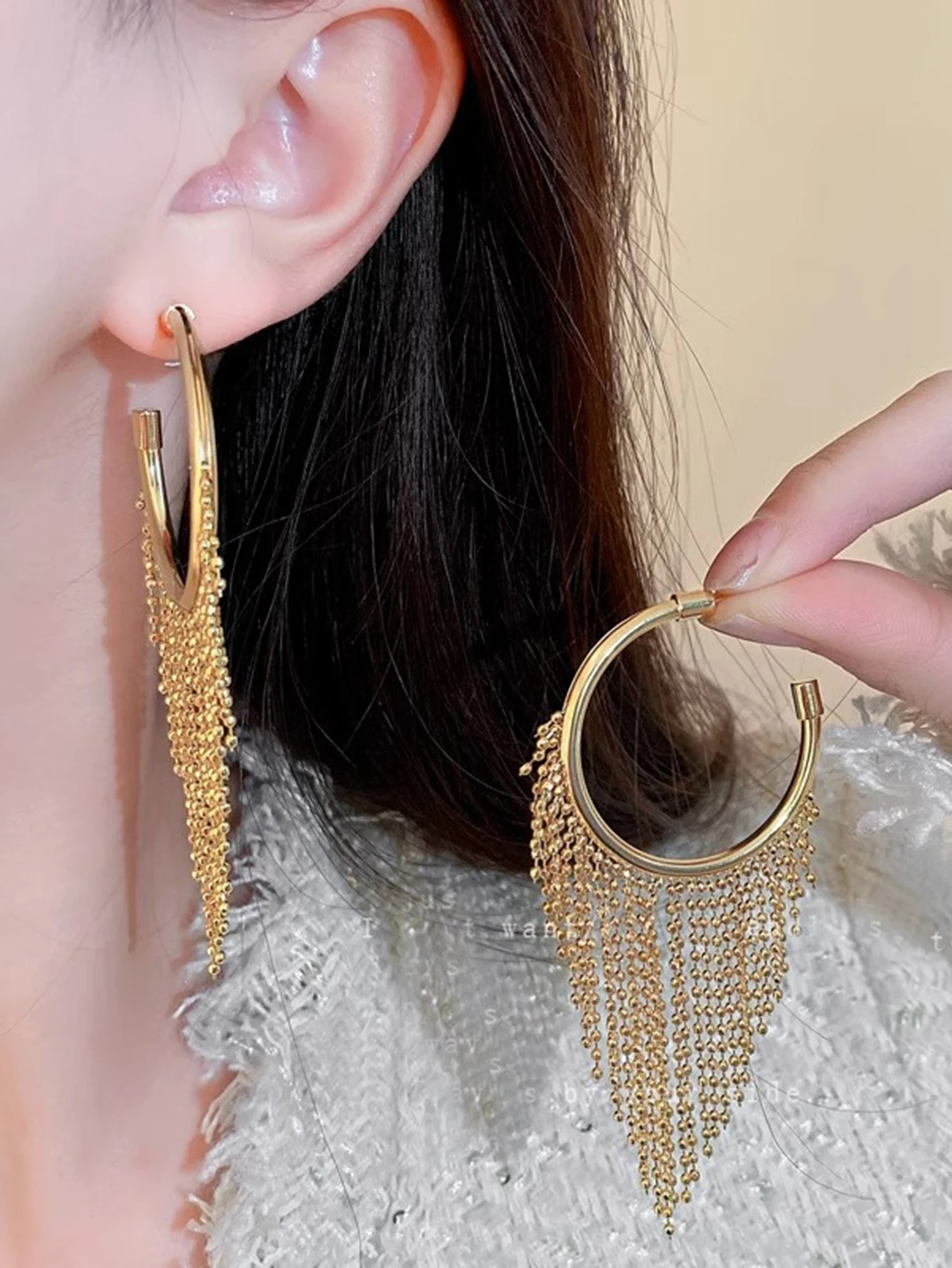 ボヘミアンタッセルイヤリング女性用、厚手のフープイヤリング、 - Tassel Earrings Boho のレビューと価格