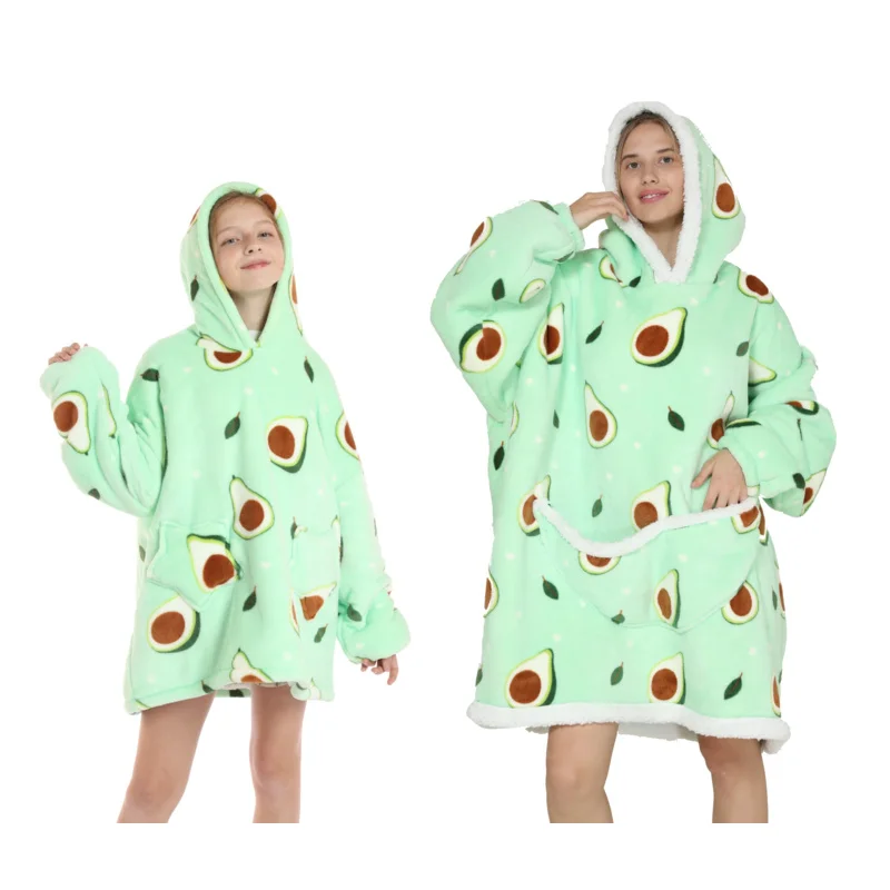 2025 신상 오버사이즈 웨어러블 따뜻한 플란넬 셰르파 담요 후드티 (겨울 남녀공용 풀오버 TV 스웨트셔츠) ☆ ★ 이에 ☆ ★