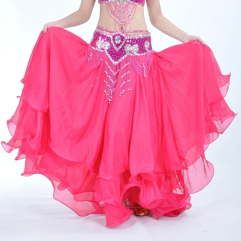 Belly Dance 12 Meters Large Skirt Three-tier Skirt Three-tier Chiffon Curling Belly Dance High-end Skirt without Waist Belt