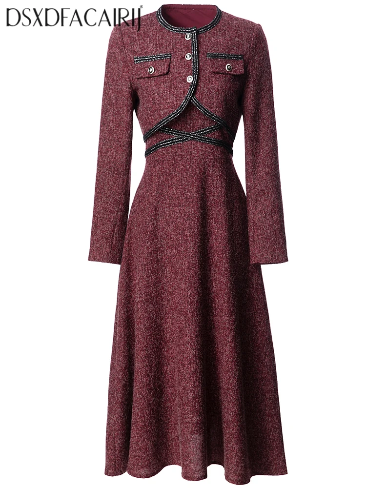 

DSXDFACAIRIJ женские однобортные короткие топы с длинными рукавами + платья без рукавов на тонких бретельках модные осенние женские модели