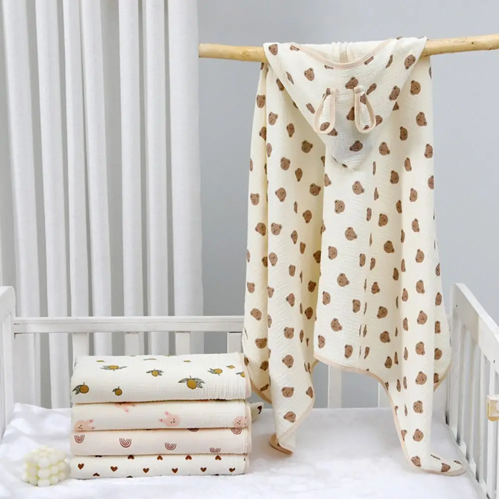 

Pure Cotton Baby Crepe Cloth Double-layer Gauze Little Bear Printed Pure Cotton Gauze Soft Texture Breathable Material