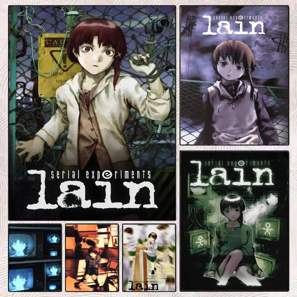 Anime S-Serial Experiments Lain Painting Calligraphy Aesthetic Canvas Wall Poster Modern Room Bedroom Cafe Wall Artwork