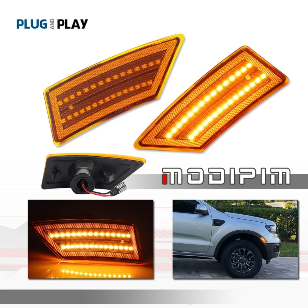 

Car LED Front Fender Side Marker Clearance Lights Parking Lights Turn Signal Lights For Ford Ranger XL XLT Lariat 2019-2022 12V