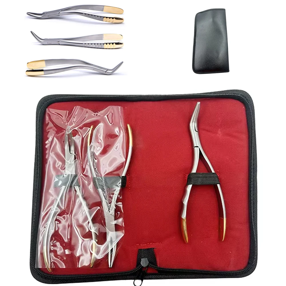 

Dental Extraction Forceps 1 Set Curved Root Tweezers for Universal Teeth Removal Dentist Oral Surgery Tools Kit