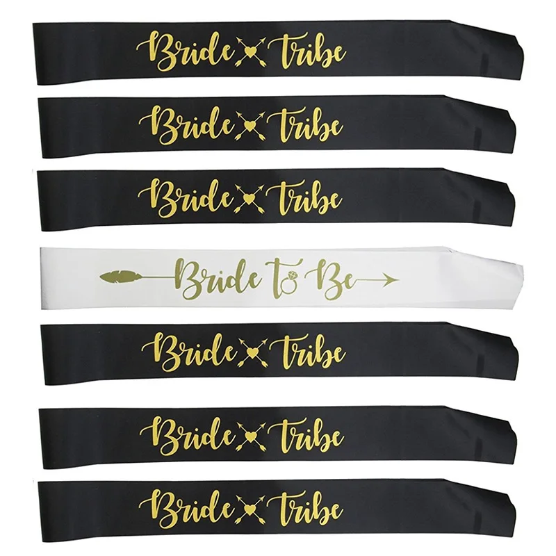 6+1pcs Team Bride Bachelorette Party shoulder strap Bride To Be Satin Sash Decoration Accessories Party Wedding Bridal Supplies