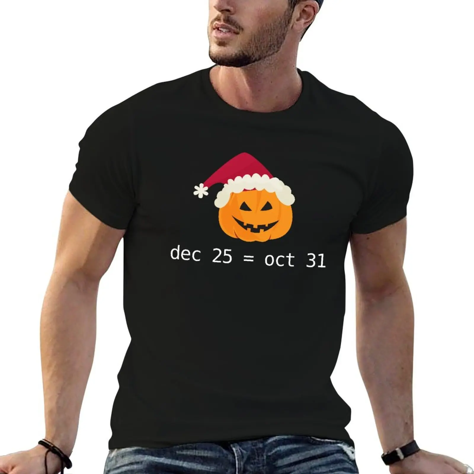 

Dec 25 equal Oct 31 Halloween For Programmer Coder Developer T-Shirt anime t shirts for man cotton tshirt 100% T-Shirt