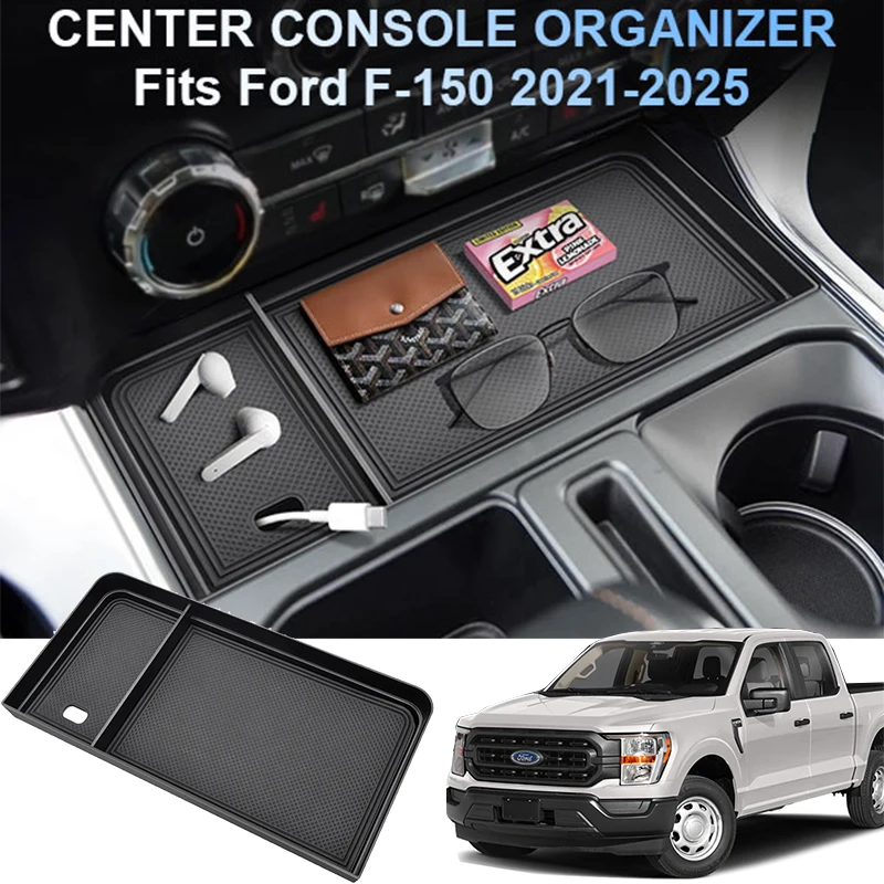 

For 2021-2025 Ford F150 & 2022 2023 2024 F150 Lightning XLT Center Console Organizer Tray Front Shifter Open Pocket Storage Tray
