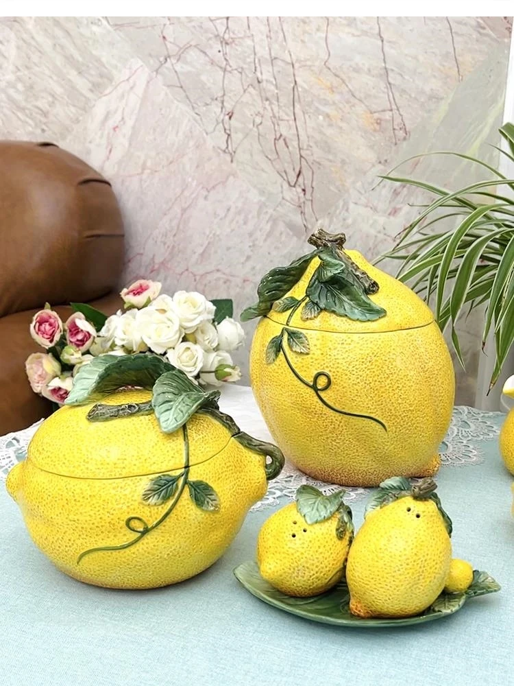 

lemon storage jar Pepper seasoning bottle 3-piece set room dry crafts