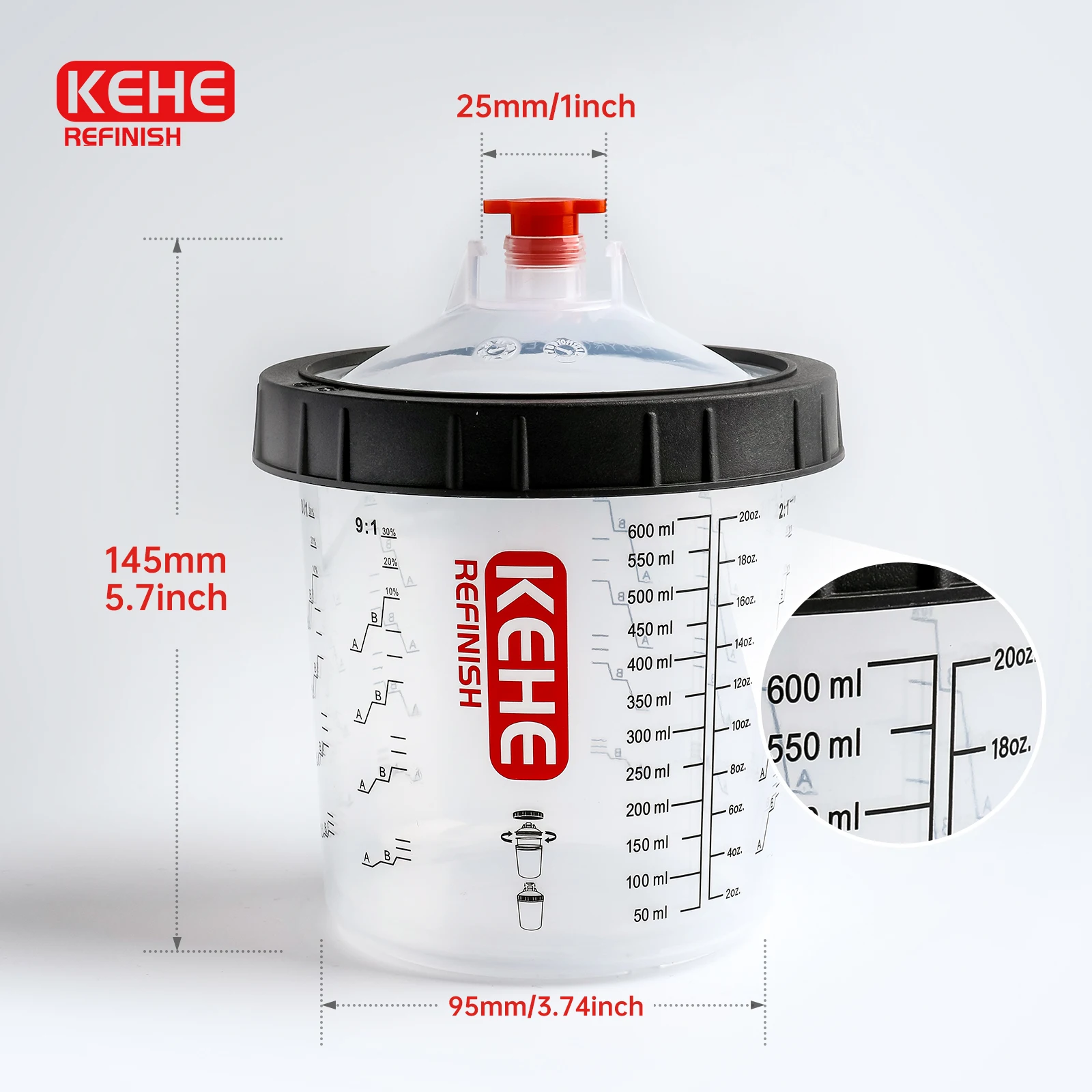 10 25 50 PCS 600ml 20oz Disposable Spray Gun Cup No-clean Pot Paint Mixing Cup Measuring Cup Paint System Type H/O Quick Cup