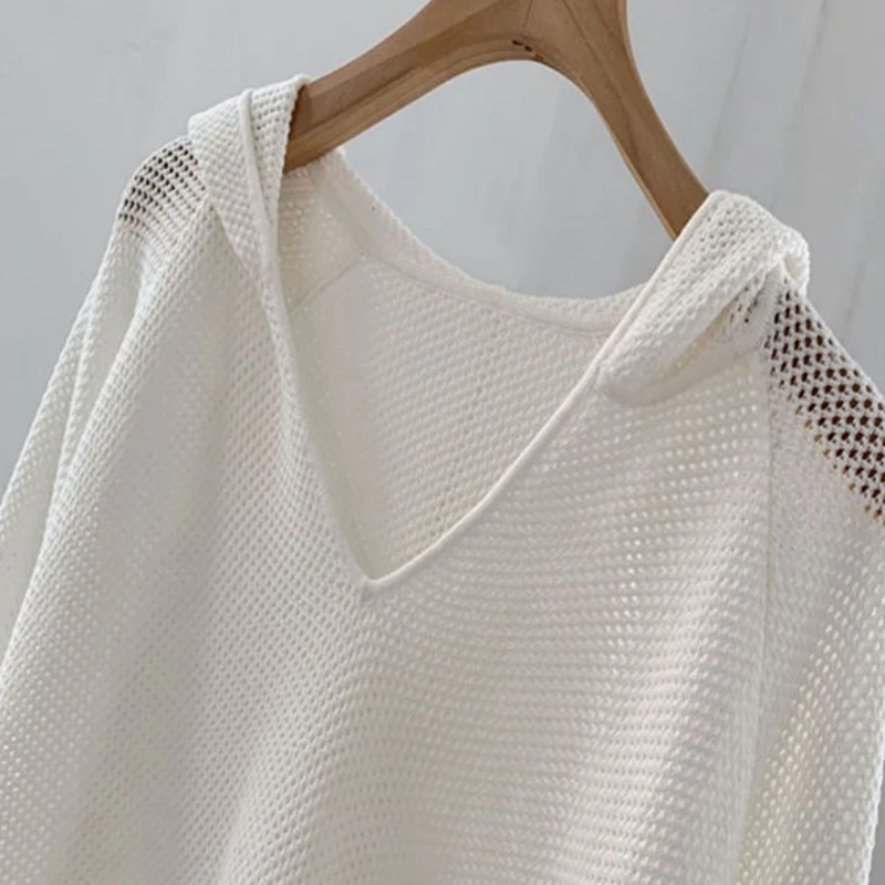 Long Sleeve T-shirts Women Solid Hollow Out Loose Breathable Elegant Students Leisure Chic Clothing Female Simple Ins Hot Sale