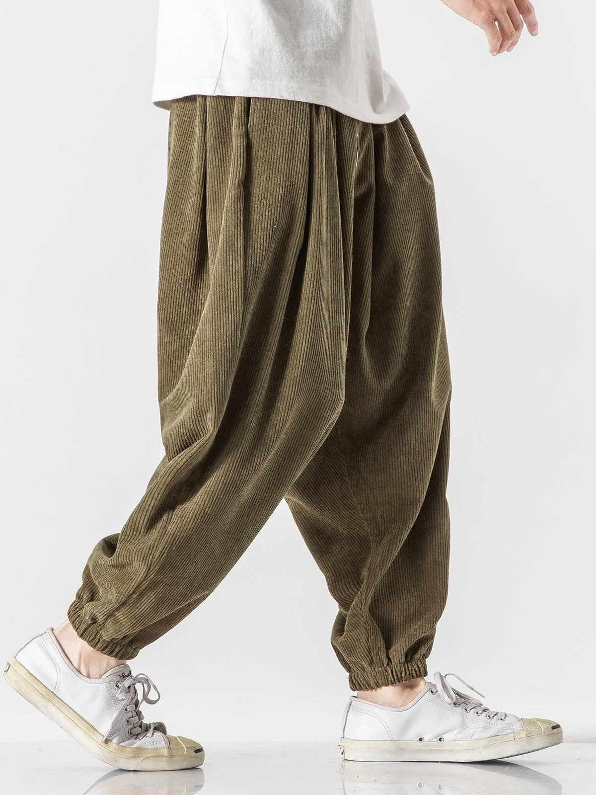 

Y2k Corduroy Wide Sweatpants Men Jogging Casual Sport Pants Big Size Oversize Baggy Work Harem Male Trousers Ankle-length