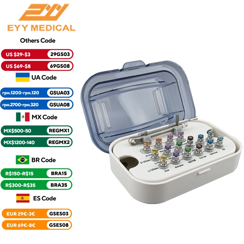 EYY Dental Implant 15-70Ncm Wrench Dental Implant Restoration 16 PCS Short Long Screwdriver Ratchet Drivers Tool kit Tool Kit