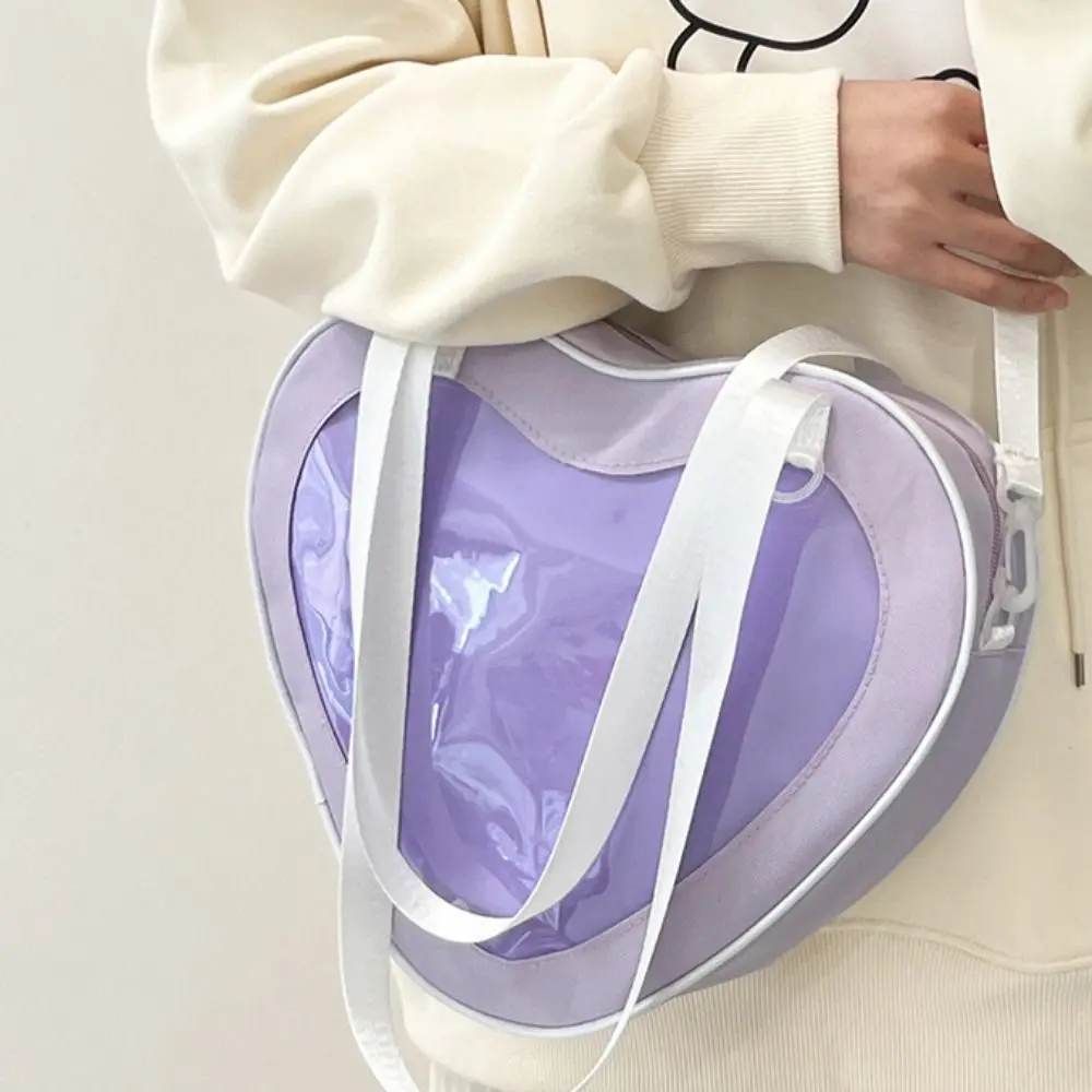

Cross Body Transparent Badge Bag Shoulder Bag Large Capacity Anime Expo Ita Bag Oxford Pure Color Heart Goods Display Itabag