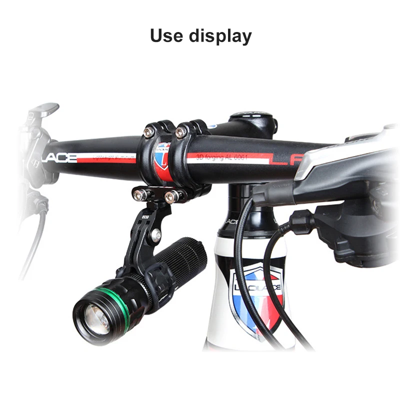 Bike Handlebar Clip Flashlight Holder Bicycle LED Stand Bracket Plastic Head Front Light Clamp Mount For Gopro Action Cameras