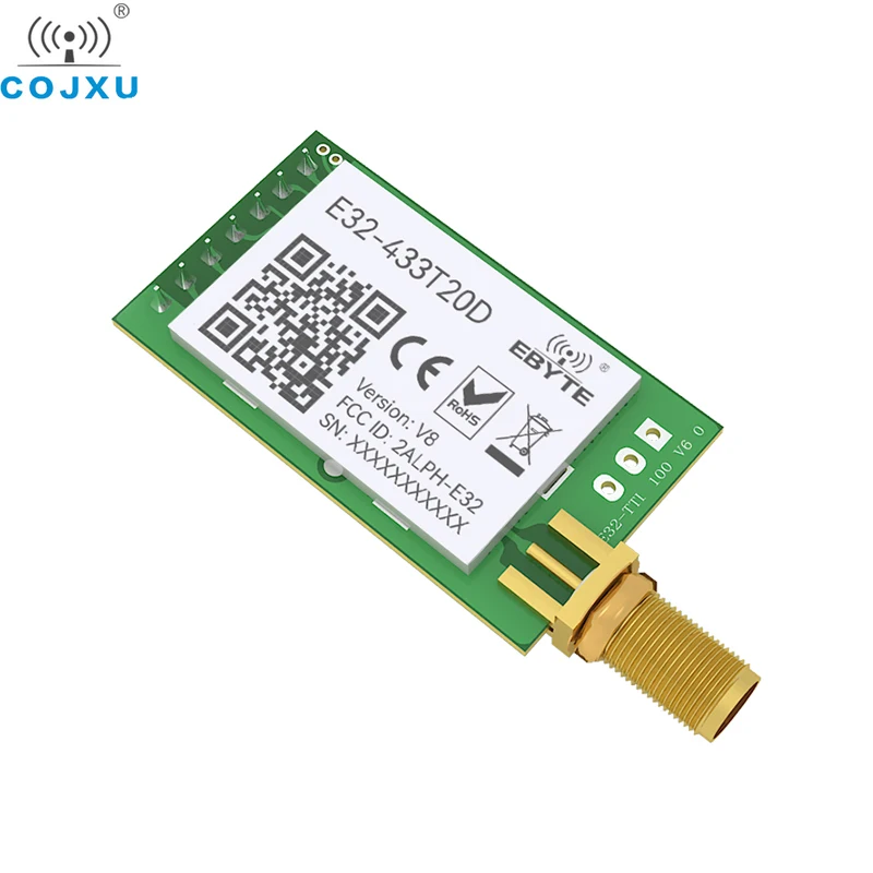 

LoRA UART RF Module 433MHz 20dBm 3km Wireless Transceiver Transmitter Receiver LoRa SMA-K Antenna E32-433T20D-V8