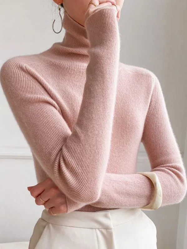 

Модный вязаный свитер с высоким воротником Long Sve Slim Fit Base irt Осень Зима Новый Sle Уютная мягкая женская модная внутренняя одежда