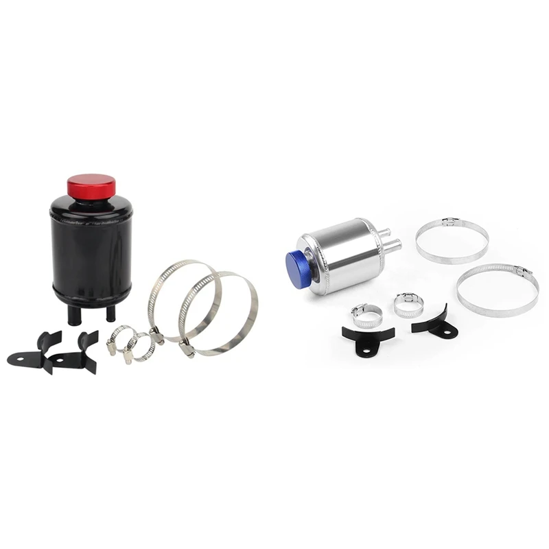 Car Modification Universal Power Steering Reservoir Tank With Racing Clamp Aluminum Water Tank Racing Clamp