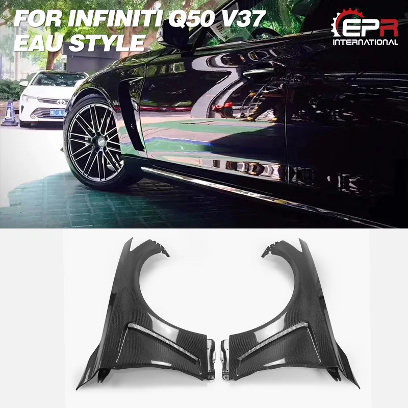 For Infiniti Q50 Carbon Fiber EAU Style Auto Body Kit Front Vented Racing Arch Trim Fender Carbon Fiber Wheel Flare Car-styling