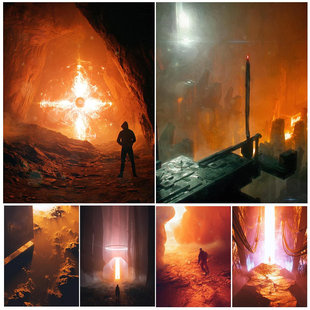 

Mysterious Architecture And Holy Light Science Fiction Art,Poster And Print, Alien Scenes, Abstract Art Poster Print, Home Decor