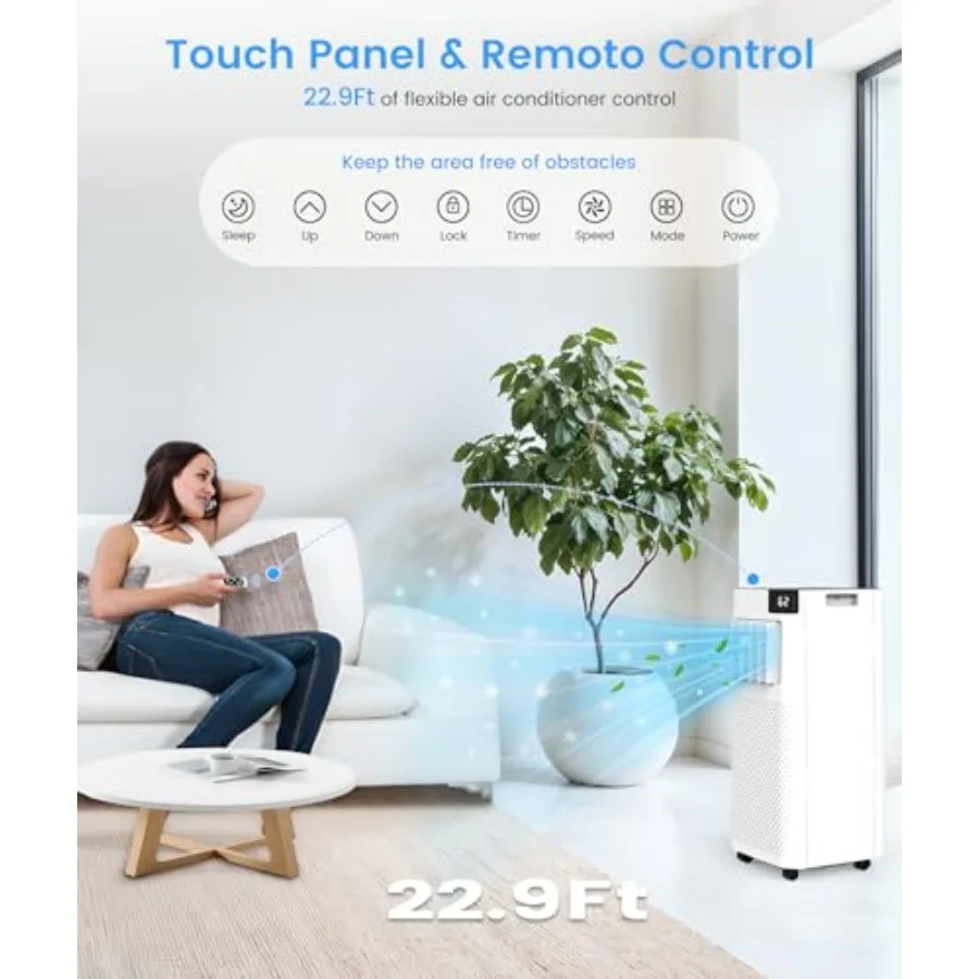 مكيفات الهواء المحمولة 10000 وحدة حرارية بريطانية ASHRAE 6000 وحدة حرارية بريطانية DOE للاستخدام الداخلي حتى 450 قدم مربع. وحدة تبريد 4 في 1 مع تبريد سريع En