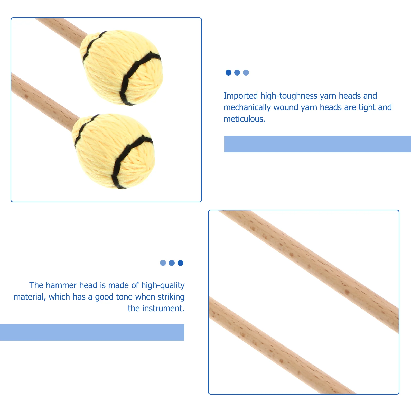 

2 Pcs Maple Drumsticks Mallets Major Marimba Musical Instruments Yellow Xylophone