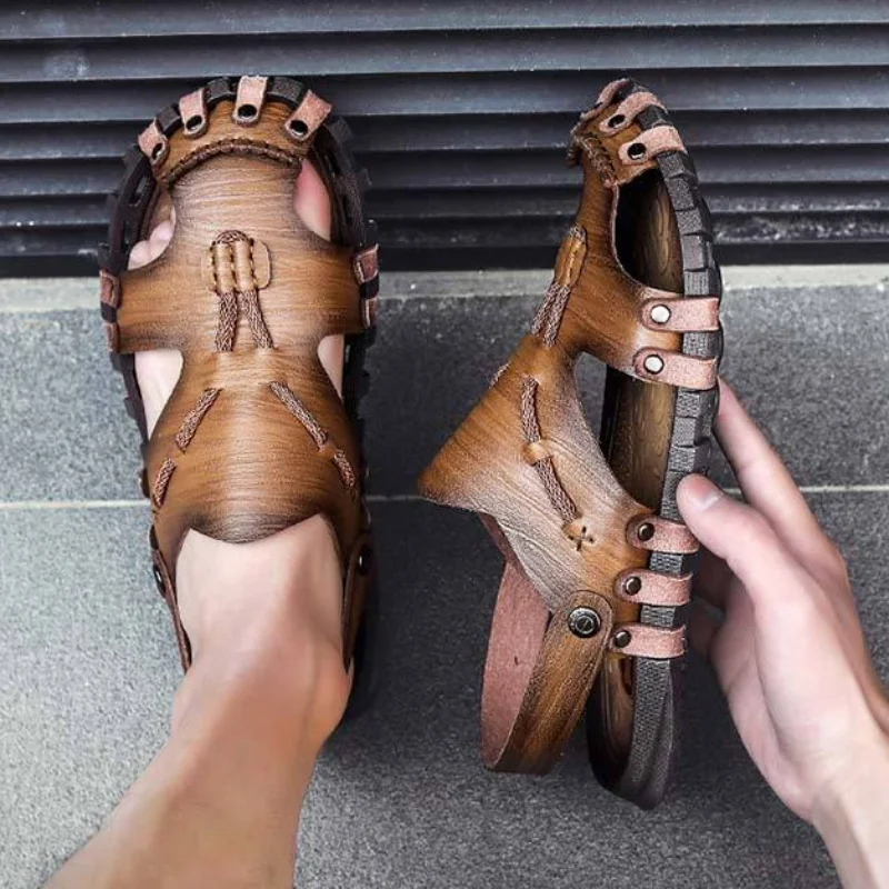 

Туфли мужские пляжные мягкие, роскошные дизайнерские удобные, стильные сандалии, новый модный дизайн, лето 2024