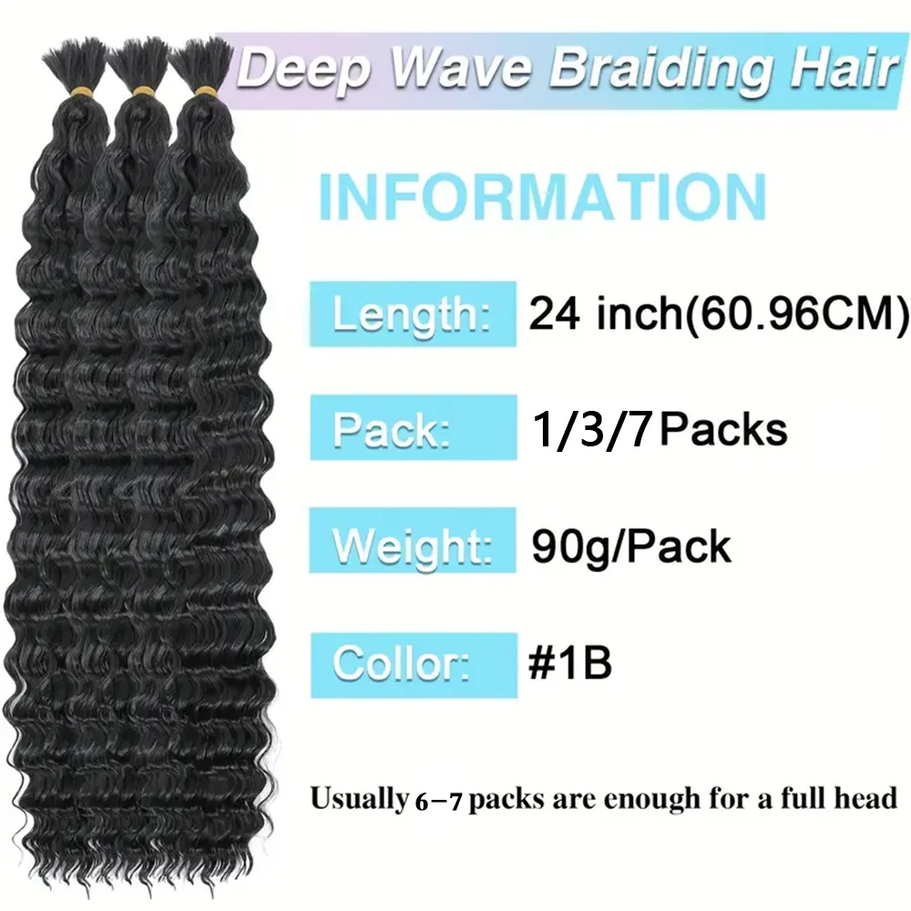 1/3/7 Packs Curly Braiding Hair Ocean Wave Crochet Hair 18/24/30 Inch Curly Crochet Hair Wavy Water Wave Braiding Hair Synthetic