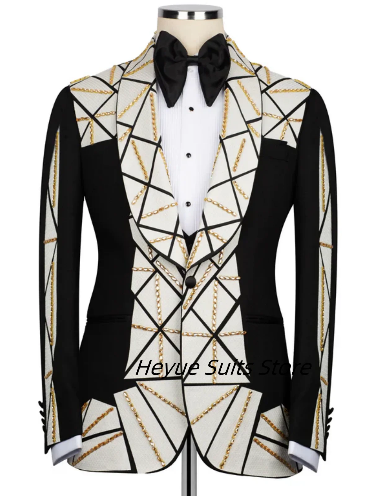 

Unique Design Man Suits Slim Fit Customized Groom Wedding Party Tuxedos 2 Pieces Sets Fashion Male Blazers Bead Costumes Homme