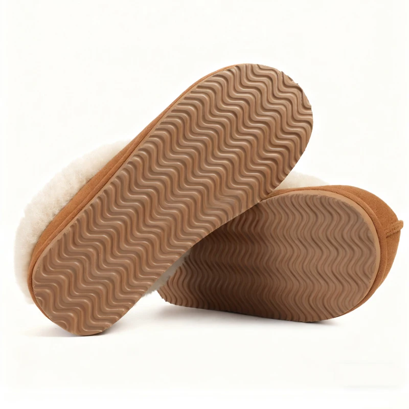 Pantuflas Kidmi de invierno para mujer con cuello de piel, de gamuza, cálidas, antideslizantes, para interior y exterior.