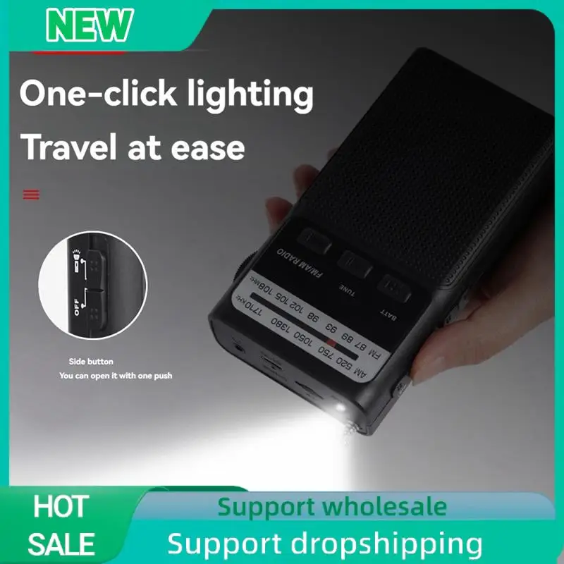 Solid Mini Pocket FM AM Radio Portable Rechargeable Radios With LED Flashlight Support 3.5Mm Headphone TF Card