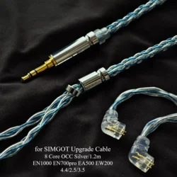 SIMGOT-Silver Plated Earphones, EM6L EM2R EM1 Cable, SIMGOT MT1PRO LIZT, 8 Core, Upgrade OCC, 4.4mm Balance, 2.5, 3.5