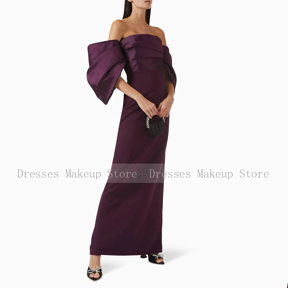 Dark Purple Evening Dress Off the Shoulder Strapless Column Evening Gowns for Women 2025 Ankle Length Elegant Formal Party Dress image 4