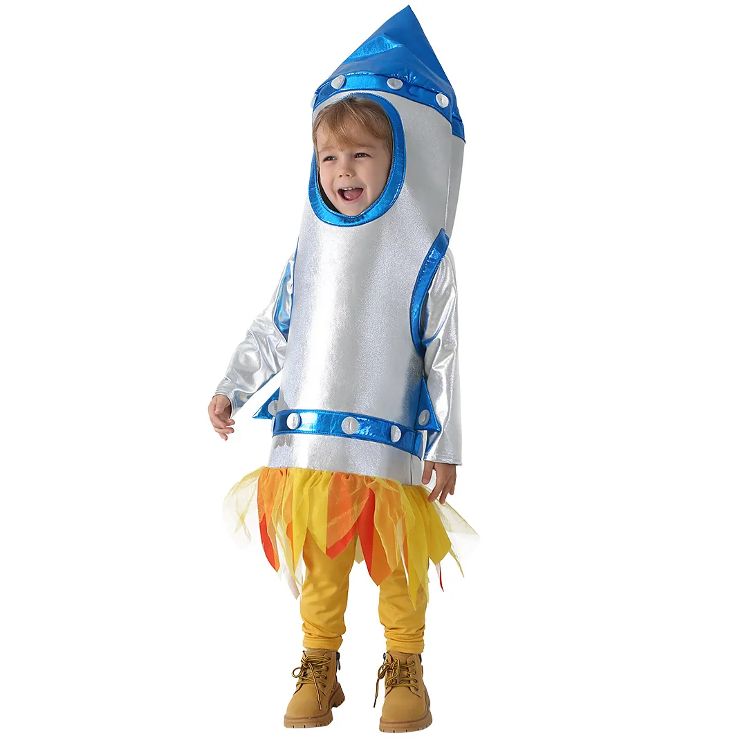 Kids Rocket Robot Costume astronauta Performance Space Stage Dance Show Time abbigliamento abbigliamento da ballo Unisex per ragazzo ragazza