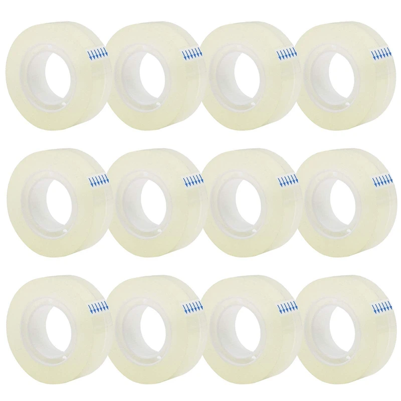 12 X Clear Tapes Transparent Glossy Tape Clear Tape, All-Purpose Transparent Glossy Tape For Office, Home, School