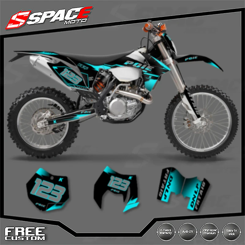 الفضاء مخصص دراجة نارية الرسومات خلفية مائي ل KTM 2012 2013 EXC 2011 2012 SX SXF 125 250 300 450 الشارات ملصقات أطقم 07 #3