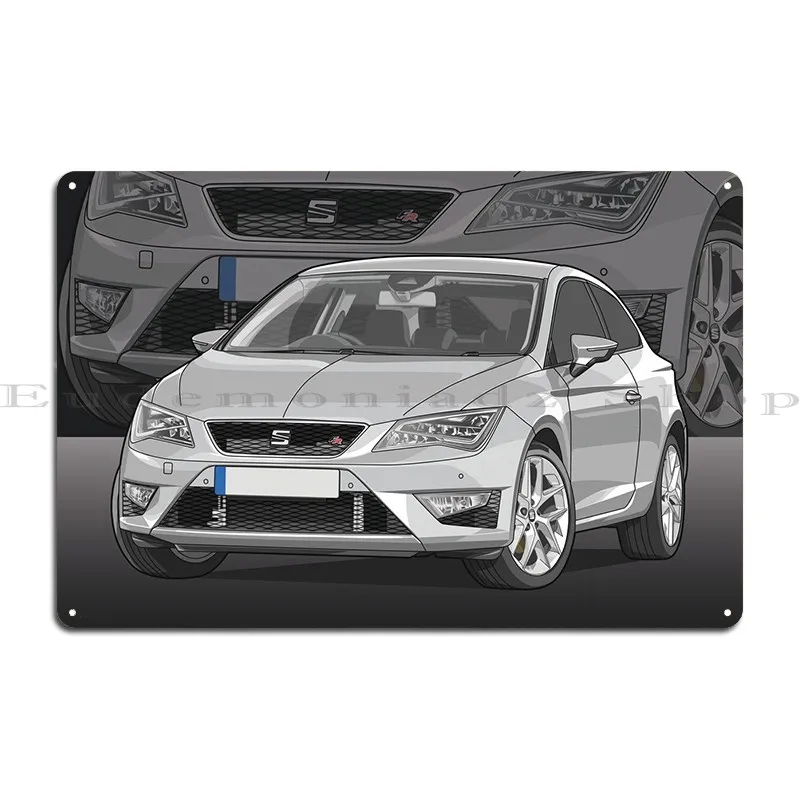 Seat Leon Fr White Metal Sign Rusty Garage Bar Designer Kitchen Tin Sign Poster