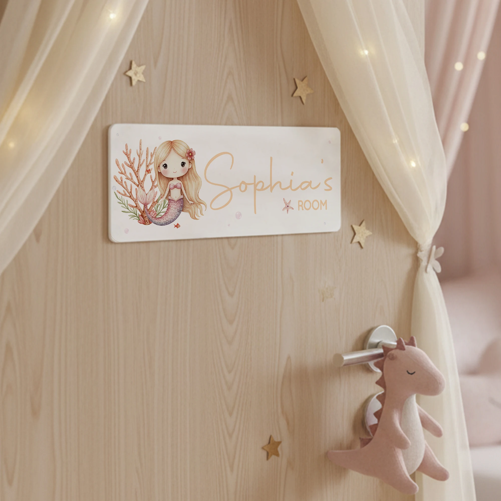 1pc Custom Mermaid Name/Text Acrylic Plate Sign Plaque for Bedroom, Door Wall Nursery Playroom Living Room Girl Home Decor Gift