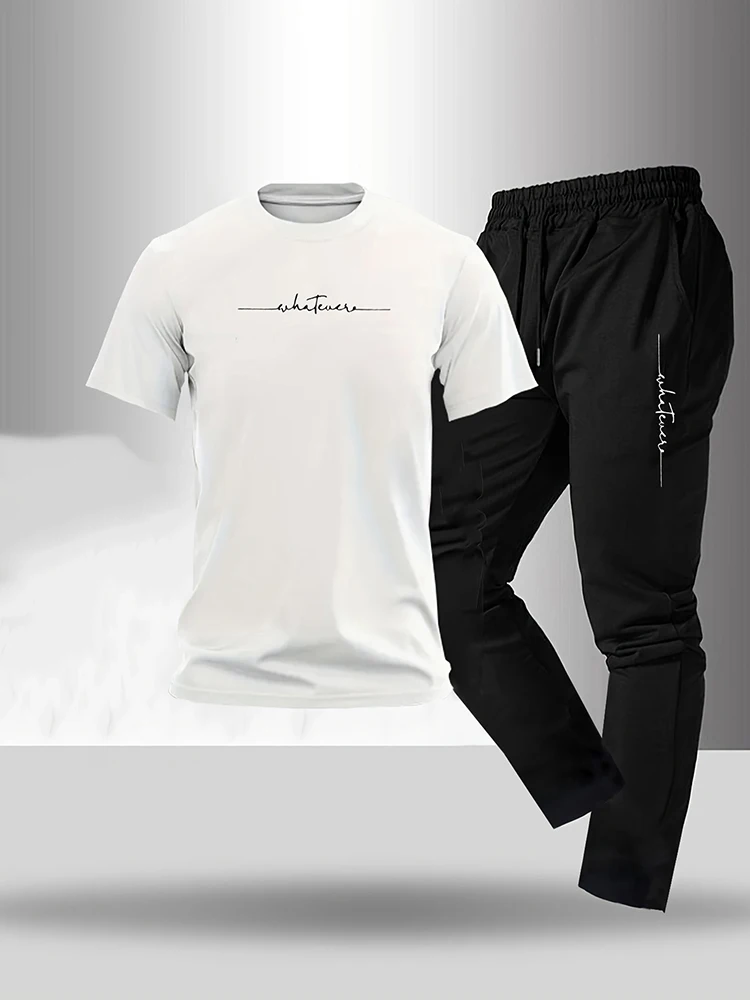 2025 الصيف تي شيرت رجالي بنطلون مجموعة اليومية الشارع الرجال موضة قطعتين مجموعة الرياضة في الهواء الطلق الرجال بناطيل عادية تنفس