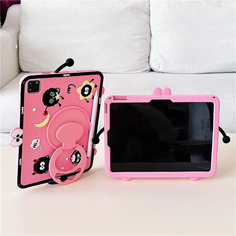 حافظة من السيليكون الكرتونية لجهاز IPad 11th A16 2025 Air7 11in Pro Cover Air4 5 10.9in 10th 9th 10.2 بوصة حافظة كمبيوتر لوحي مع حامل دوار #4