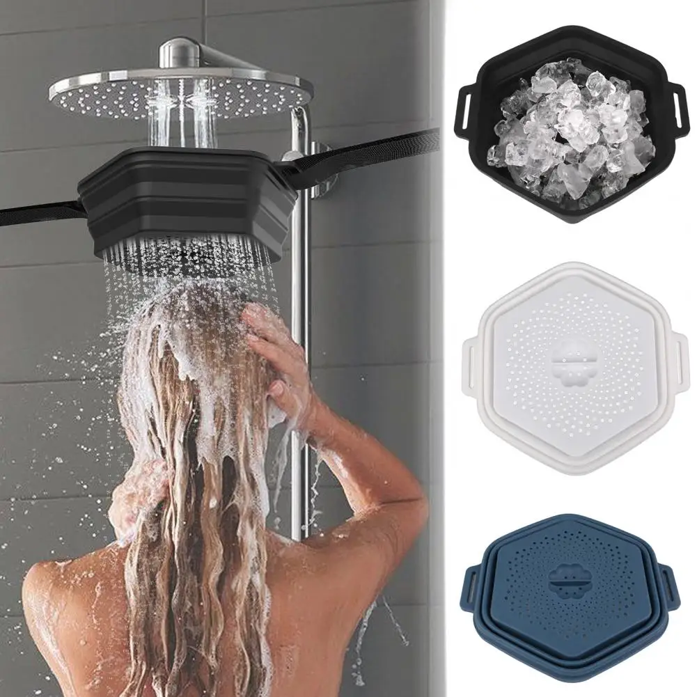 

Summer Ice Bath Silicone Tub Foldable Rapid Cooling Under-Showerhead Cold Soak Shower Filter Bucket Ice Shower Contraption