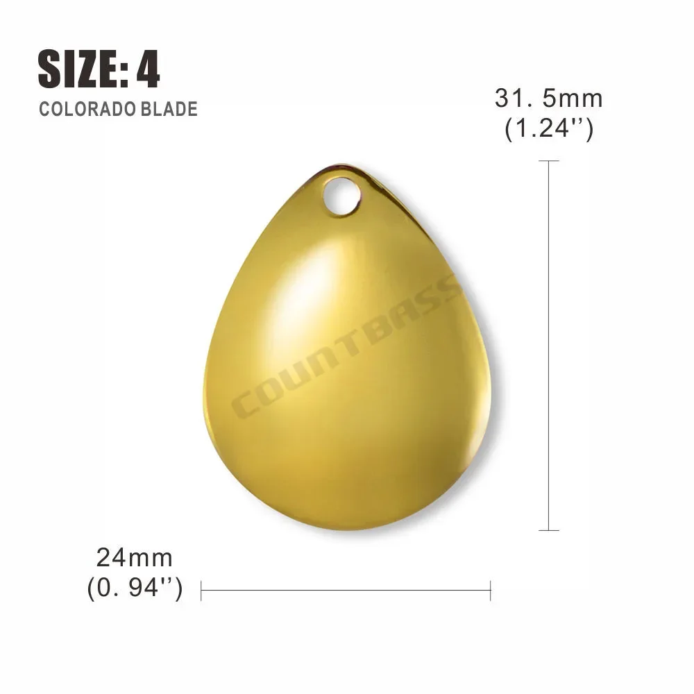 COUNTBASS 50 stücke Größe 0-6 Gold Überzogene Stahl Colorado Spinner Klingen Glatte Oberfläche Für Spinnerbaits Angeln Lure Machen teile