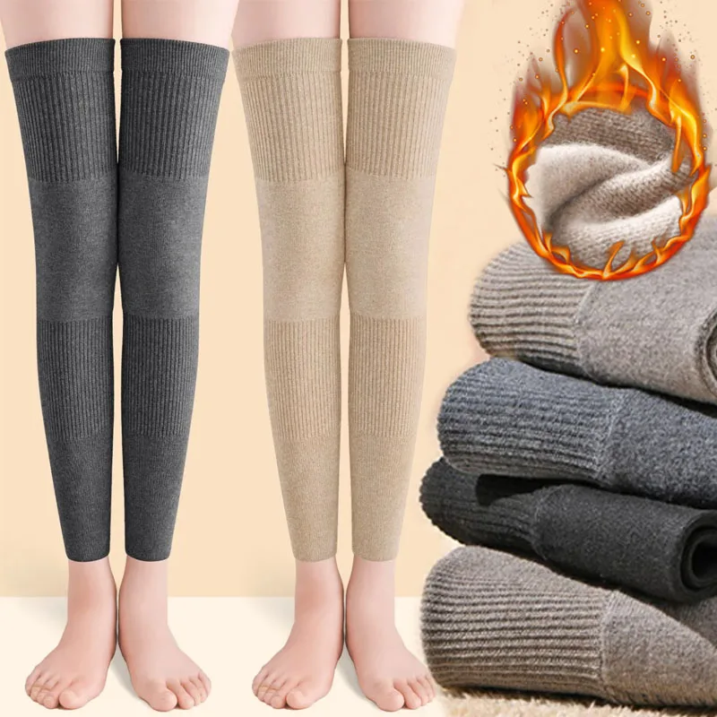

Winter Coldproof Knee Cover Protecter Thicken Double-layer Leg Warmer Warm Cotton Velvet Knee Pads Non-Slip Thermal Leg Sleeves