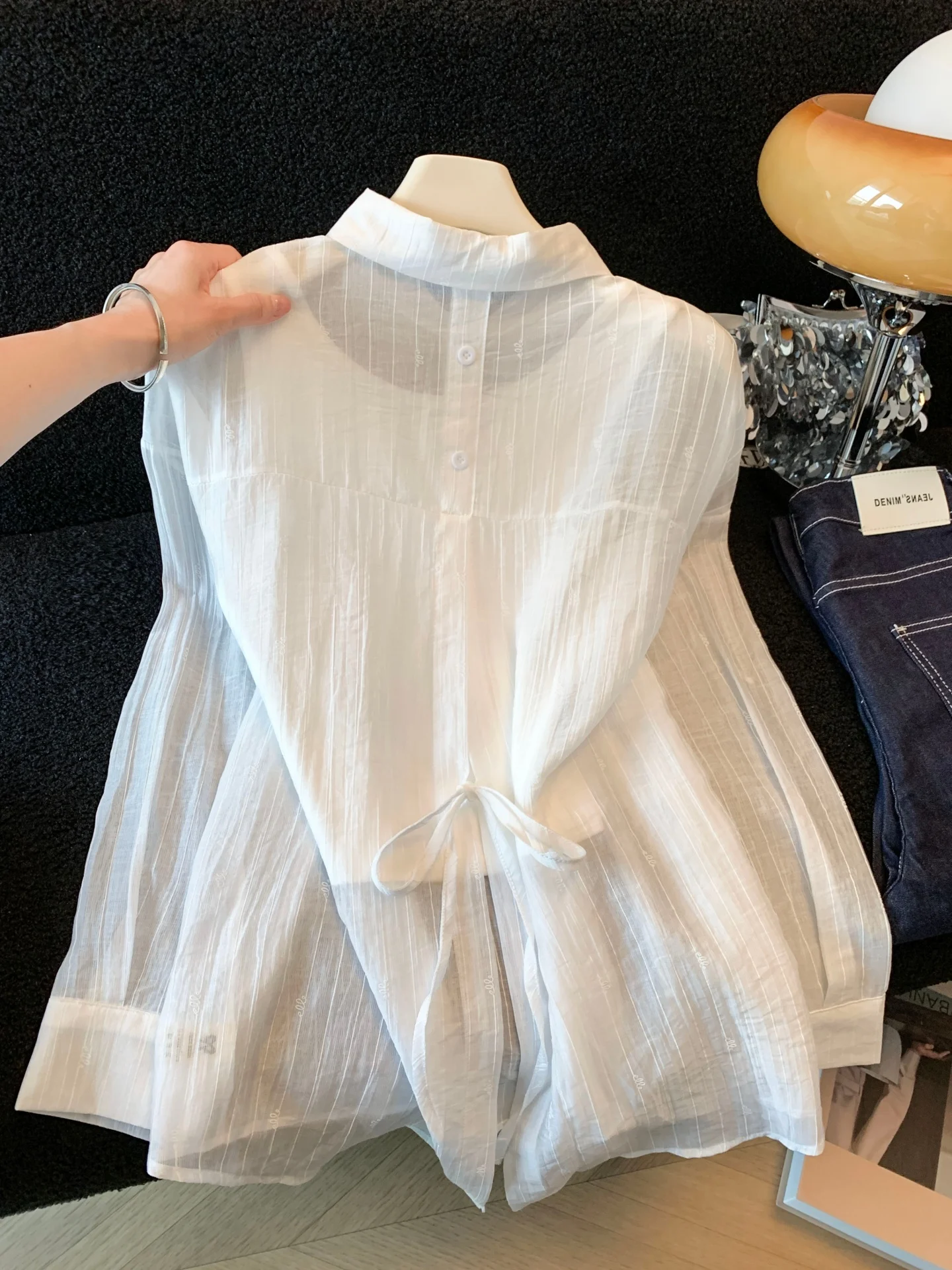 

Женская летняя тонкая рубашка из ледяного шелка с защитой от солнца, с эффектным дизайном, на бретельках, с поясом на спине, прозрачная, в стиле пальто