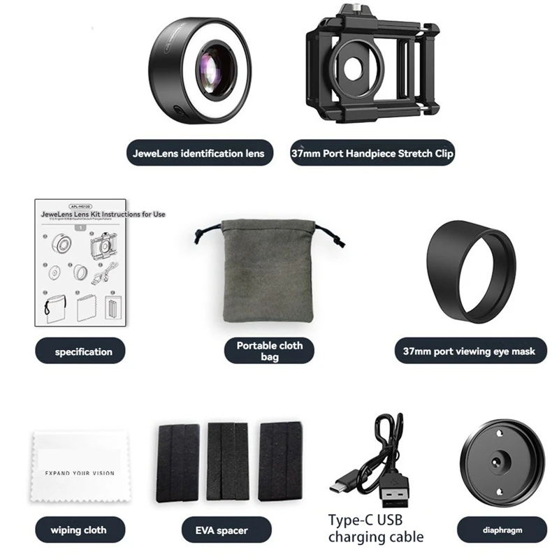 MS120 Phone Microscope Professional Identification Lens 120X HD Magnifying Jewelens With 19 Light Modes 36 LED Lamp Beads