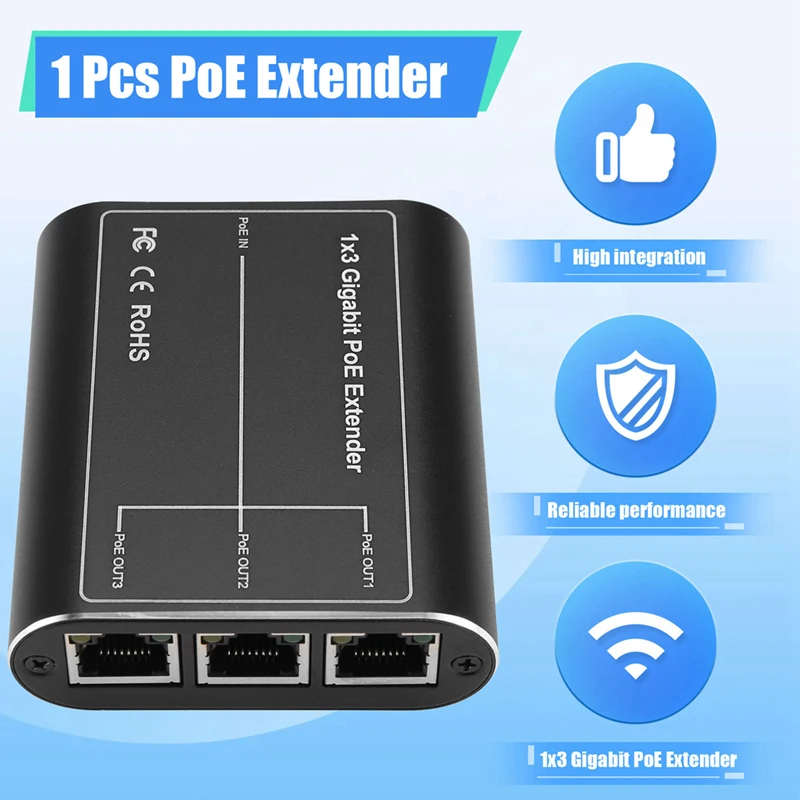 IEEE802.3Af/ที่ 30W เครือข่าย Poe สัญญาณ Gigabit Poe Extender Ethernet Repeater สําหรับระบบรักษาความปลอดภัยกล้อง