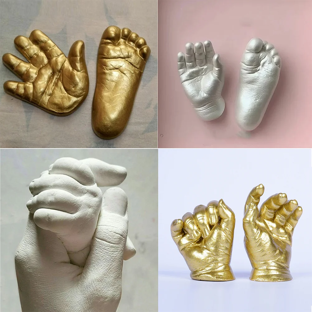 Polvere tridimensionale per modellare le mani Guanti per bambini Kit per modellare i piedi per ricordi del bambino Casting per gesso per bambini appena nati di fango