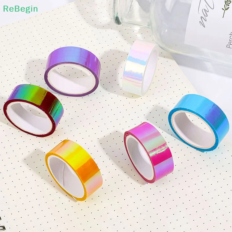 500cm Holographic RG Prismatic Glitter Tape Hoops Stick Rhythmic Gymnastics Ring Decoration Fitness Equipment DIY Scrapbooking