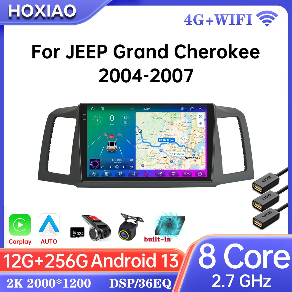 UIS7870 Radio de coche Android 13 para JEEP Grand Cherokee WK 2004-2007 CarPlay Auto BT navegación Multimedia GPS 360 ° DVR 5G Wifi6